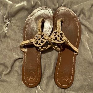 Tory Burch Neutral/Tan Snakeskin Flip Flips